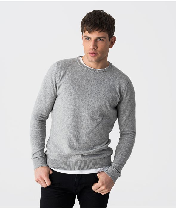 ROYAL SWEATSHIRT KNITWEAR, GREY MELANGE