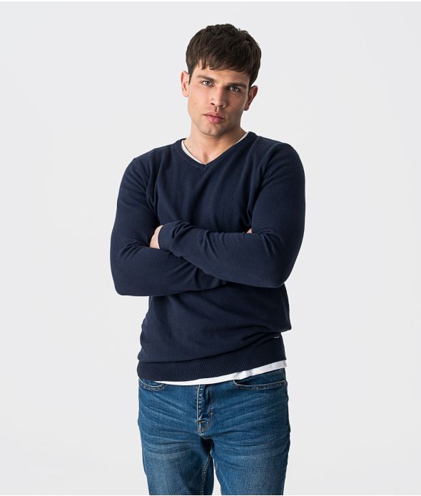 ROYAL V-NECK KNITWEAR, BLUE