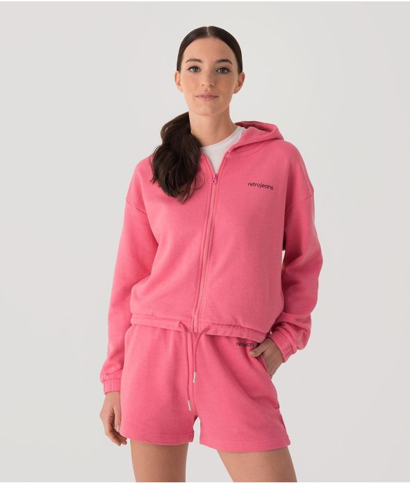 GINGER ZIP JOGGING TOP, PINK MELANGE