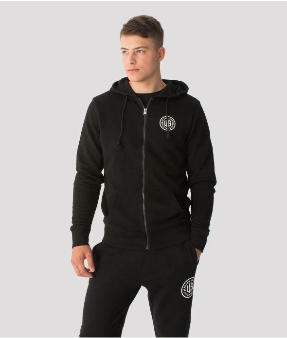BARABAR ZIPUP HOODIE OUT JOGGING TOP, BLACK