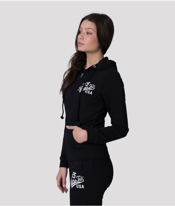 ANNA ZIP OUT JOGGING TOP, BLACK