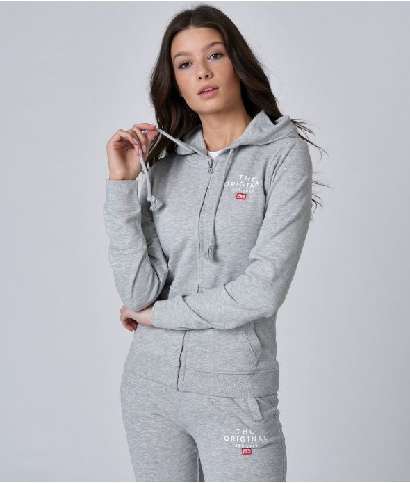 CATHY OUT ZIP JOGGING TOP, GREY MELANGE