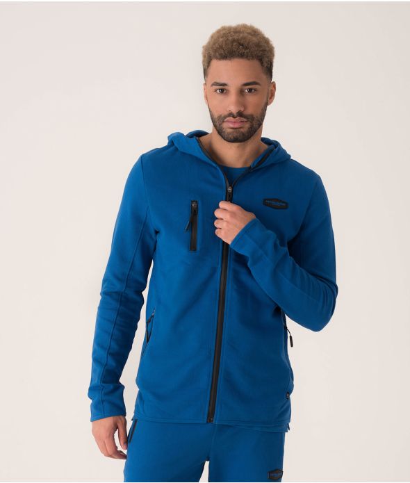 JOSHUA ZIPUP HOODIE JOGGING TOP, MIDDLE BLUE