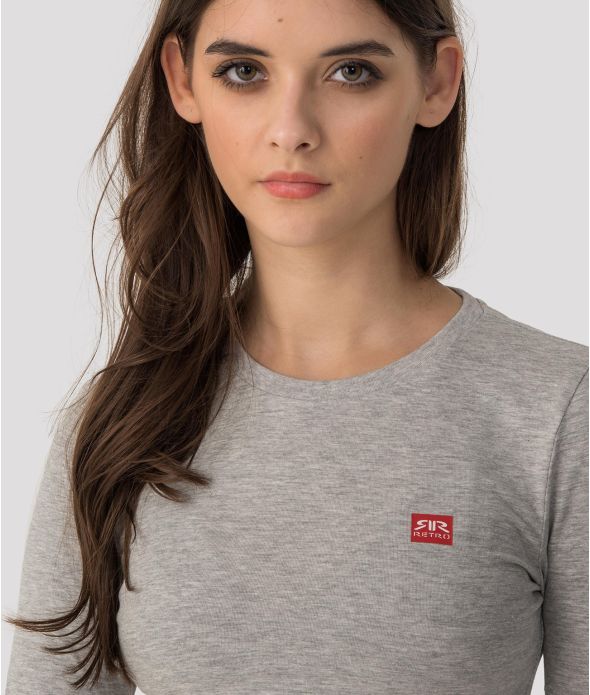 ELIZABETH LONG ROUND L.S.TOP, GREY MELANGE