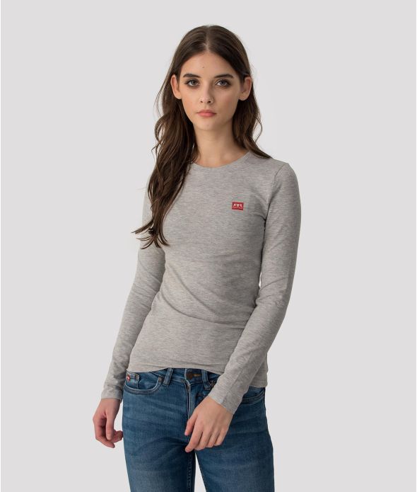 ELIZABETH LONG ROUND L.S.TOP, GREY MELANGE