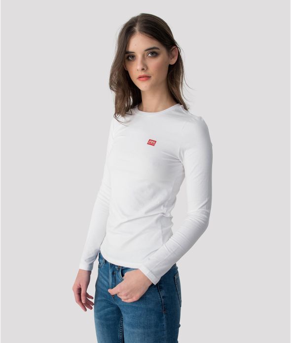 ELIZABETH LONG ROUND L.S.TOP, WHITE