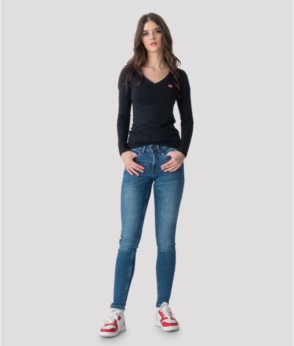 ELIZABETH NŐI HOSSZÚ UJJÚ PÓLÓ, FEKETE