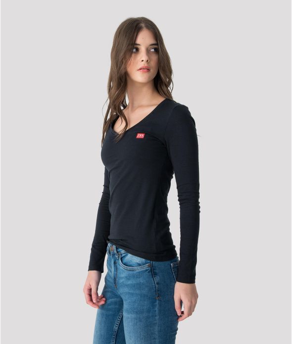 ELIZABETH NŐI HOSSZÚ UJJÚ PÓLÓ, FEKETE