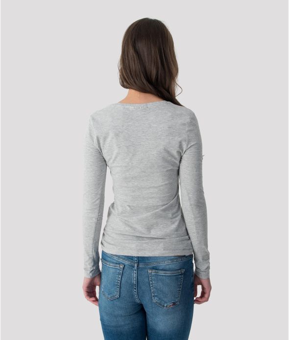 ELIZABETH LONG V L.S.TOP, GREY MELANGE