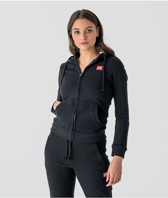 MYANNA ZIP JOGGING TOP, BLACK