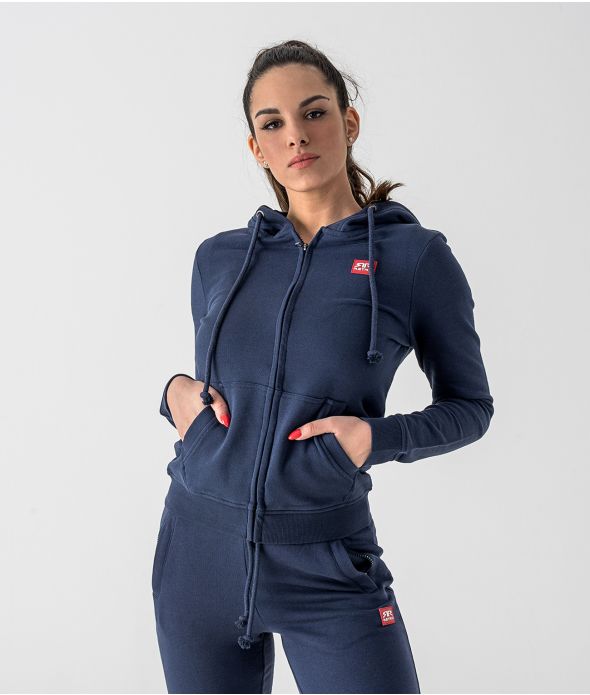 MYANNA ZIP JOGGING TOP, DARK BLUE