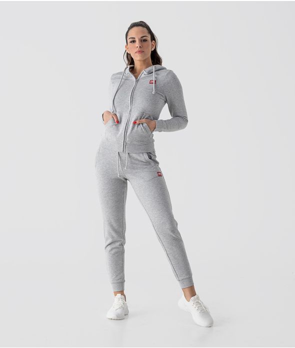 MYANNA ZIP JOGGING TOP, GREY MELANGE