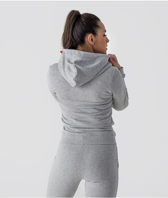 MYANNA ZIP JOGGING TOP, GREY MELANGE