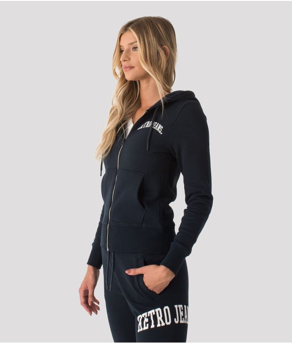 STANFORD ZIP JOGGING TOP, DARK BLUE