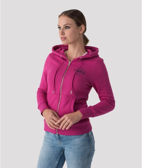 SYRACUSE ZIP HOODIE JOGGING TOP, FUCHSIA