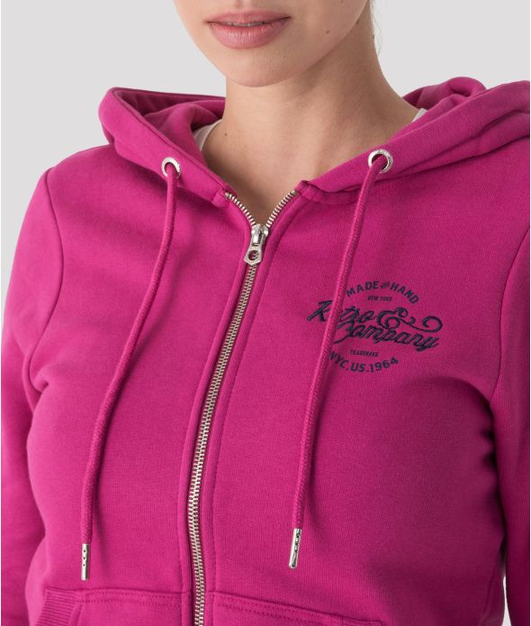 SYRACUSE ZIP HOODIE JOGGING TOP, FUCHSIA