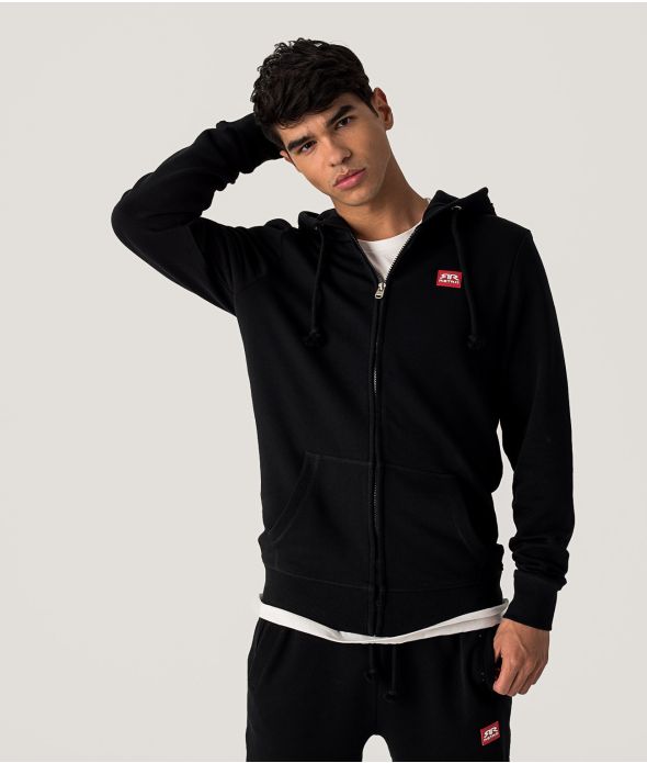 EDON ZIP HOODIE JOGGING TOP, BLACK