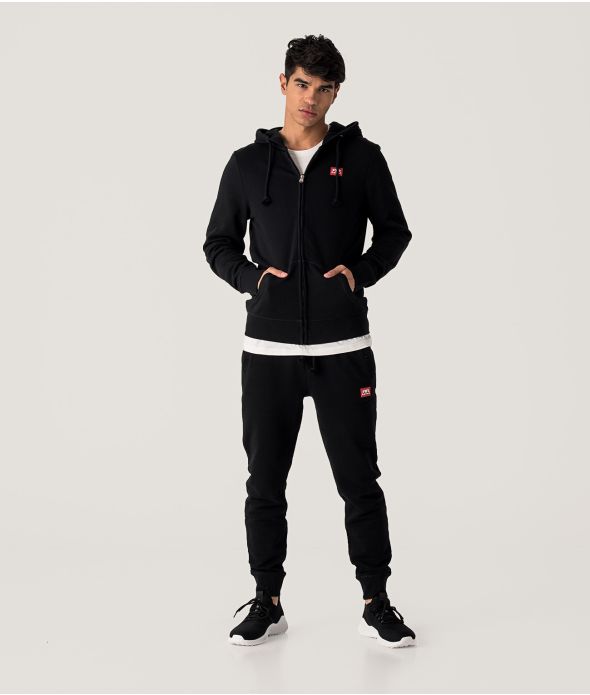 EDON FÉRFI CIPZÁROS KAPUCNIS PULÓVER, FEKETE