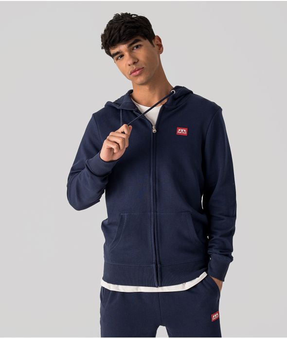 EDON ZIP HOODIE JOGGING TOP, DARK BLUE