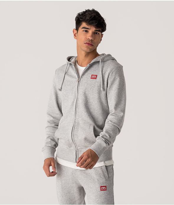 EDON ZIP HOODIE JOGGING TOP, GREY MELANGE