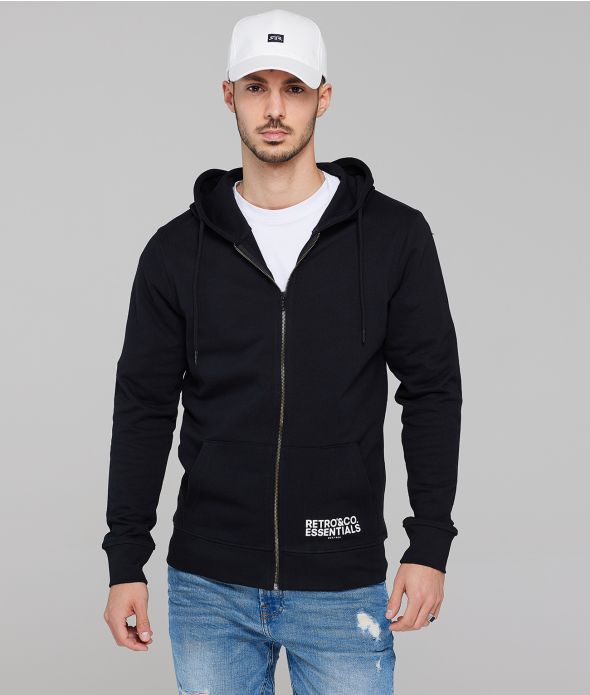 BOSTON ZIPUP HOODIE JOGGING TOP, BLACK