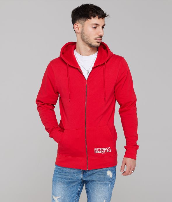 BOSTON ZIPUP HOODIE JOGGING TOP, RED