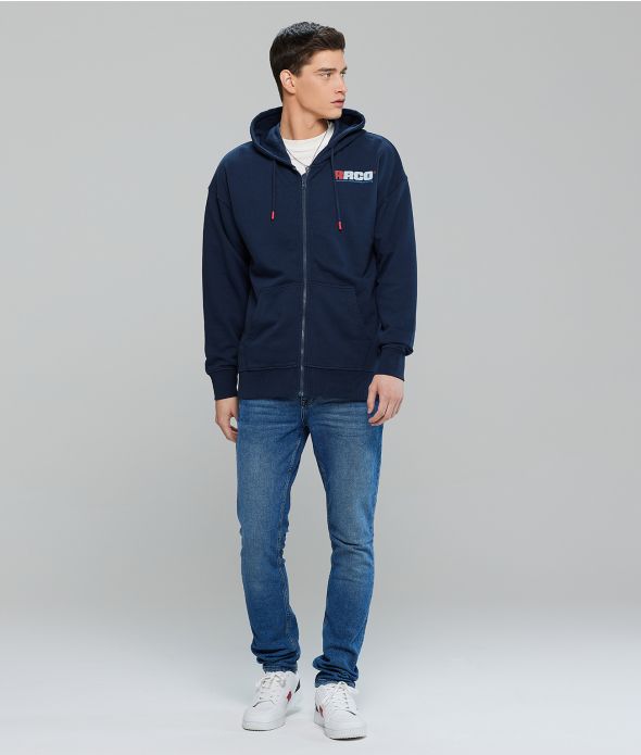 MAGURA ZIP UP HOODIE JOGGING TOP, DENIM BLUE