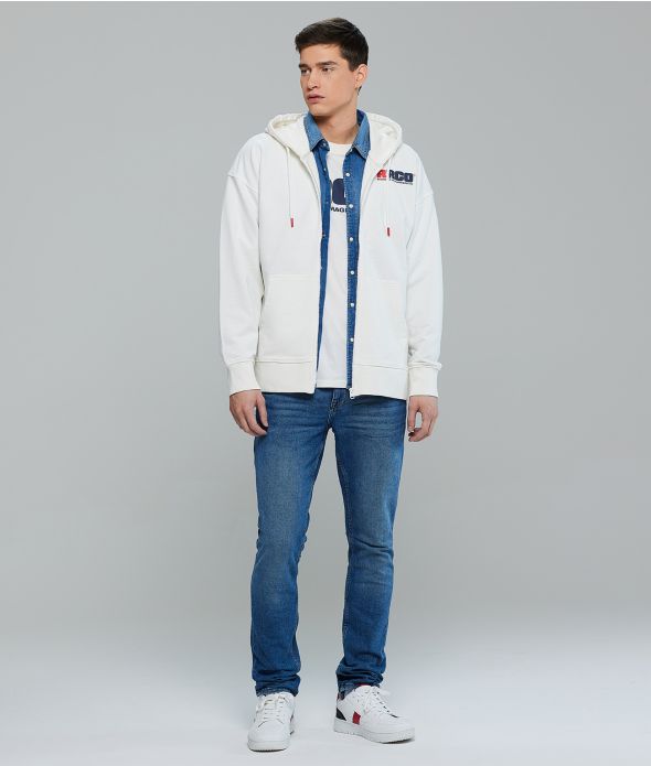 MAGURA ZIP UP HOODIE JOGGING TOP, OFFWHITE