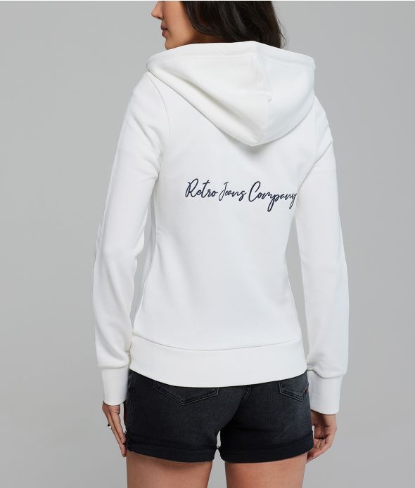 AMFORA NŐI CIPZÁRAS, KAPUCNIS MELEGÍTŐ PULÓVER, FEHÉR