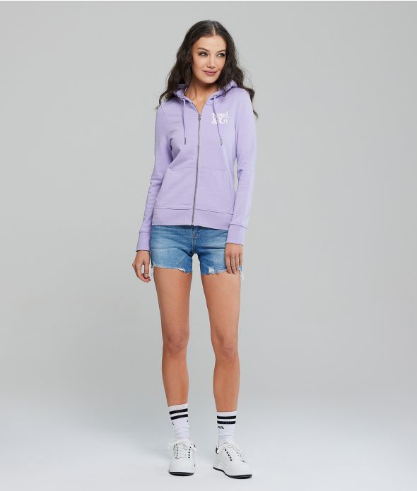 DIXIE NŐI CIPZÁRAS, KAPUCNIS MELEGÍTŐ PULÓVER, LILA