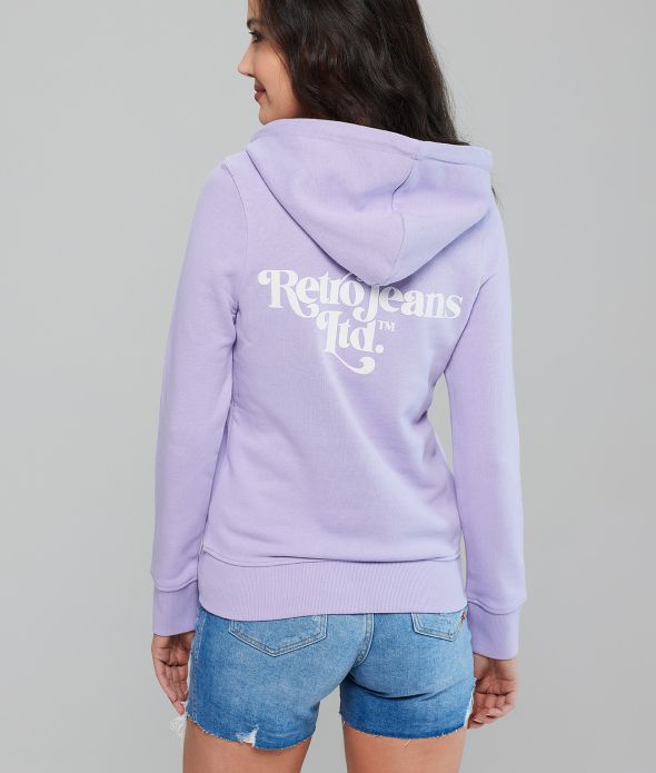DIXIE NŐI CIPZÁRAS, KAPUCNIS MELEGÍTŐ PULÓVER, LILA