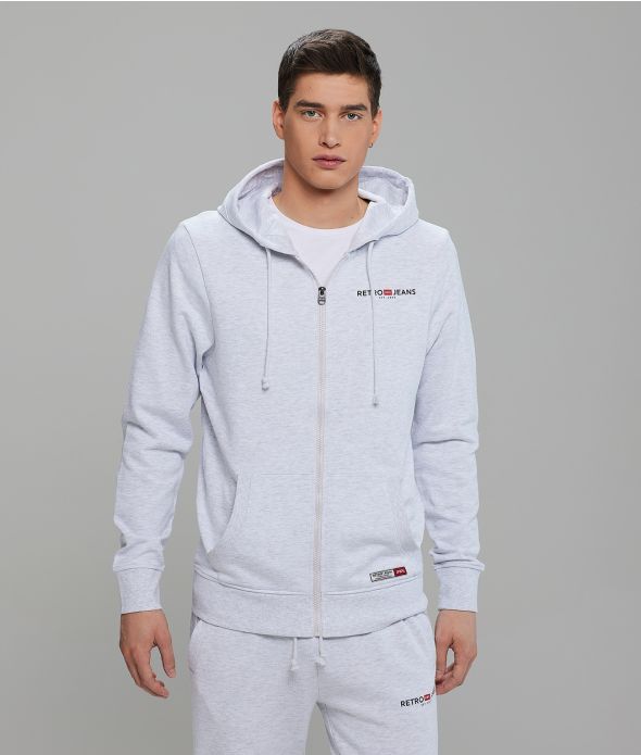 GARRET ZIP JOGGING TOP, OFFWHITE MELANGE