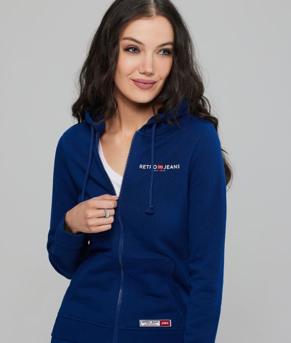 GIANNA ZIP JOGGING TOP, DARK BLUE