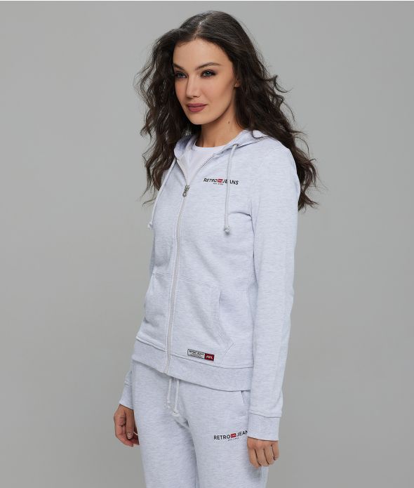 GIANNA ZIP JOGGING TOP, OFFWHITE MELANGE