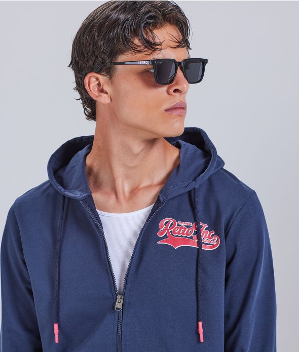 BRONX ZIPUP HOODIE JOGGING TOP, DARK BLUE