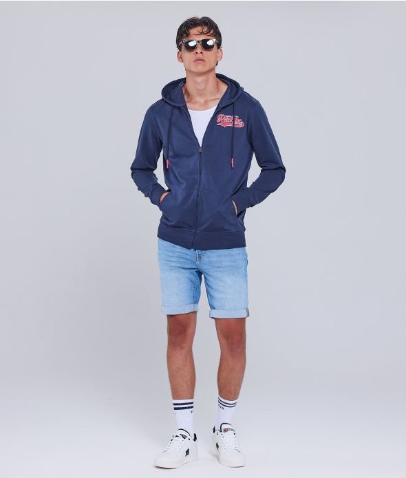 BRONX ZIPUP HOODIE JOGGING TOP, DARK BLUE