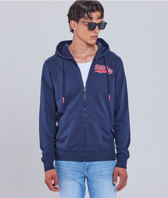 BRONX ZIPUP HOODIE JOGGING TOP, DARK BLUE