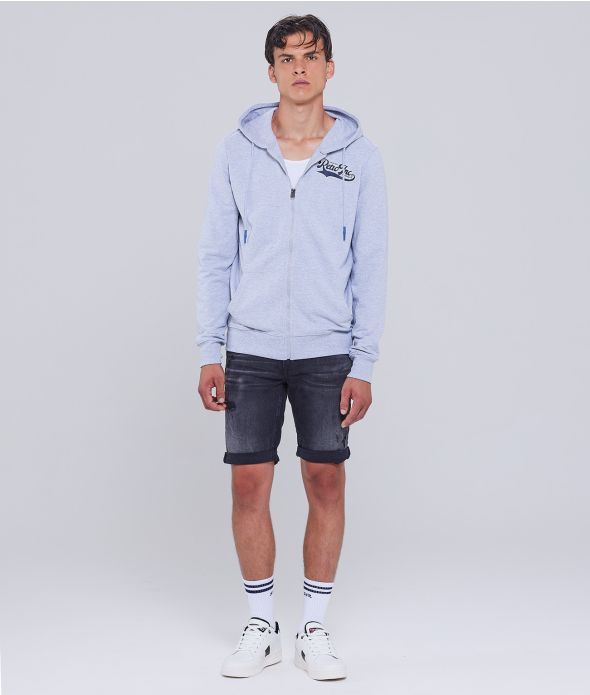 BRONX ZIPUP HOODIE JOGGING TOP, GREY MELANGE