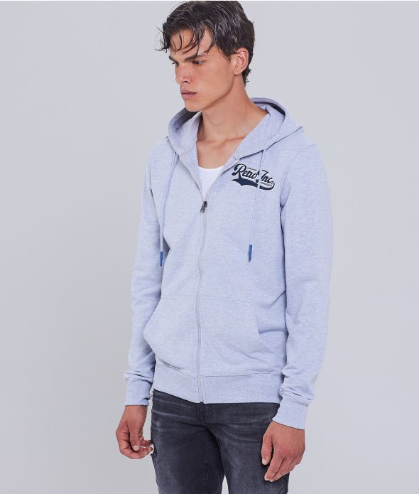 BRONX ZIPUP HOODIE JOGGING TOP, GREY MELANGE