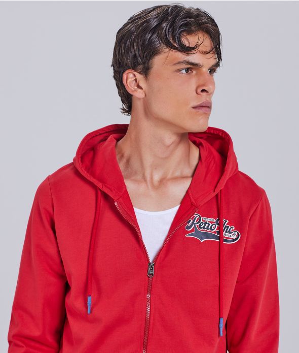 BRONX ZIPUP HOODIE JOGGING TOP, RED