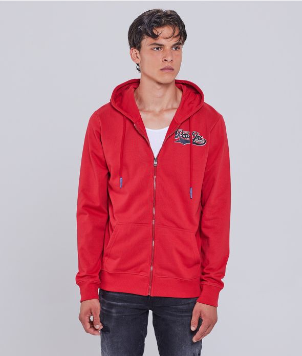 BRONX ZIPUP HOODIE JOGGING TOP, RED