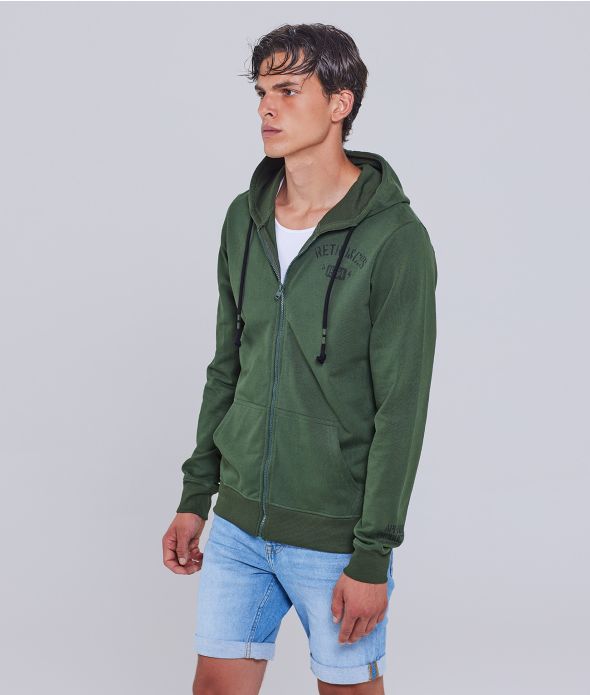 DOMICA ZIP UP HOODIE JOGGING TOP, KHAKI