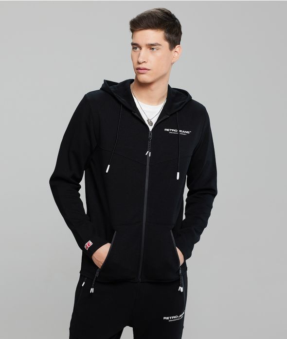 LOBSTER ZIP UP HOODIE JOGGING TOP, BLACK