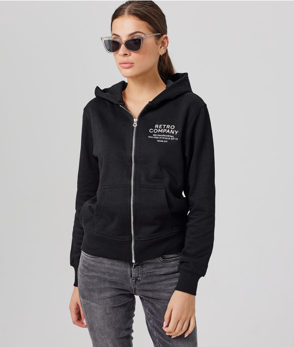 LAUREL ZIP HOODIE JOGGING TOP, BLACK