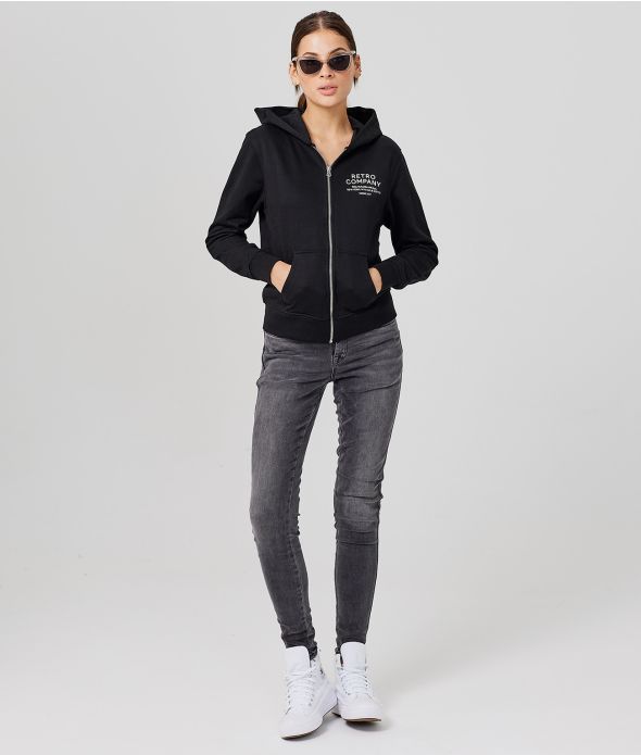 LAUREL NŐI CIPZÁRAS, KAPUCNIS PULÓVER, FEKETE