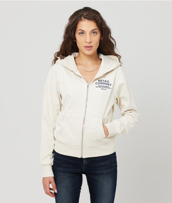 LAUREL ZIP HOODIE JOGGING TOP, OFFWHITE