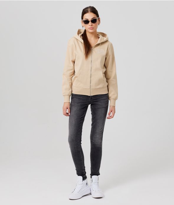 LAUREL NŐI CIPZÁRAS, KAPUCNIS PULÓVER, HOMOKSZÍNŰ