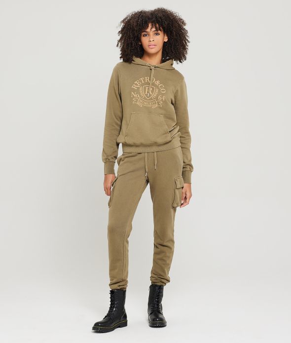 CYPRESS KAPUCNIS NŐI PULÓVER, KHAKI