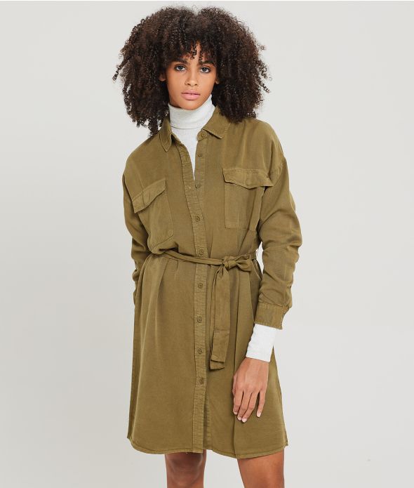 CYPRESS SHIRT DRESS, KHAKI