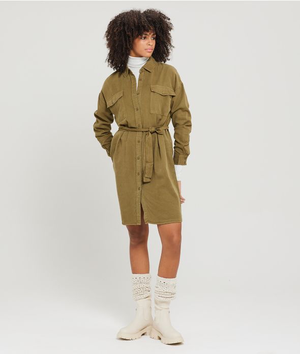 CYPRESS SHIRT DRESS, KHAKI